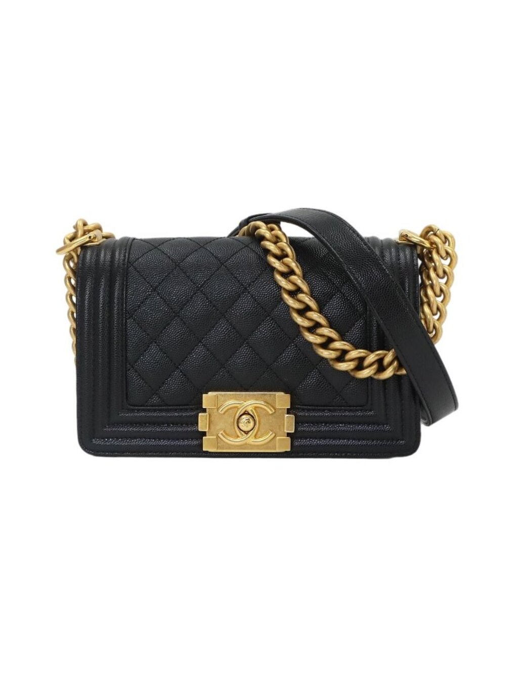 Chanel Boy Small Chain Shoulder Bag Caviar Leather Black